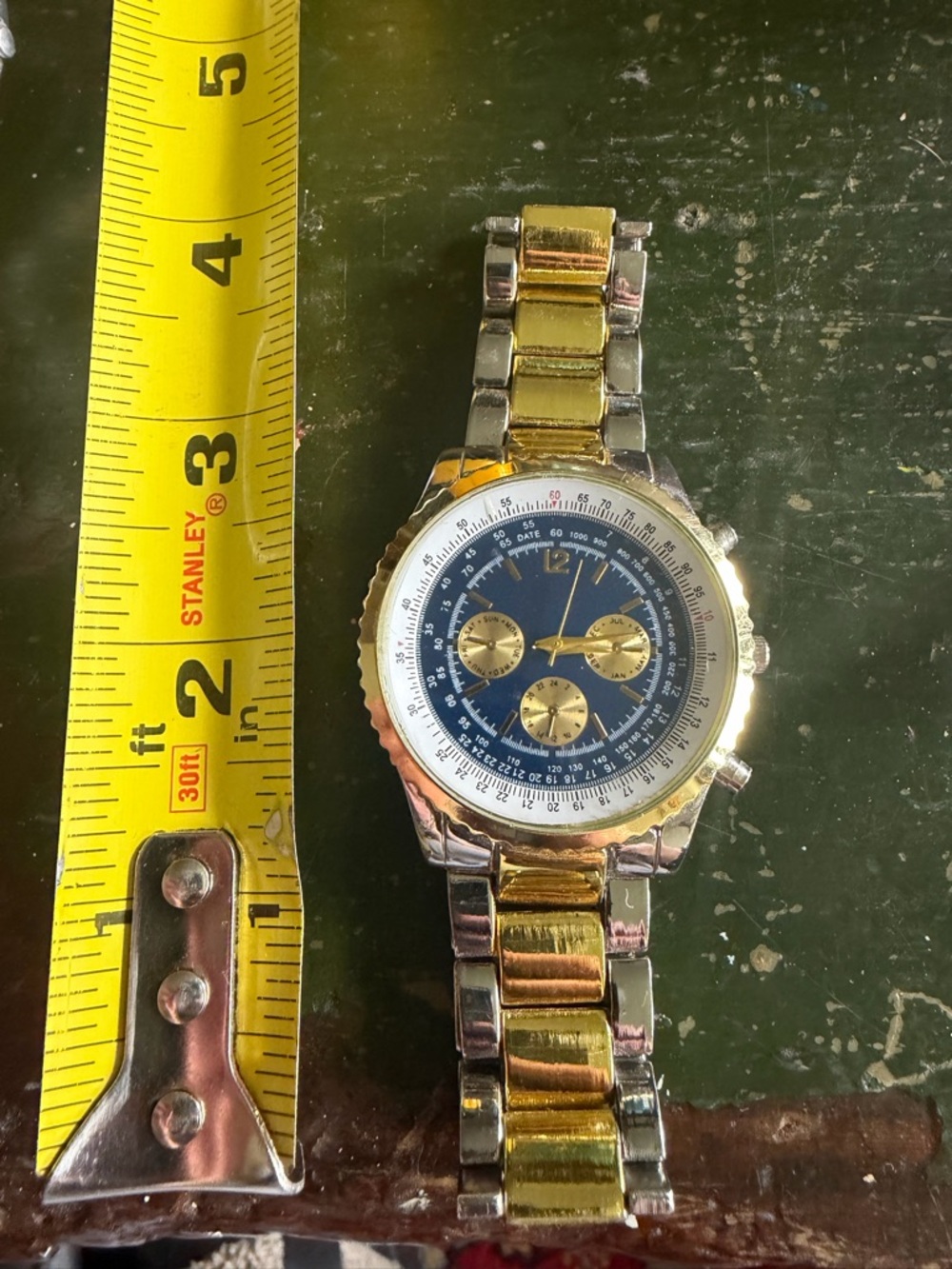 VTG Haband Two-Tone Multifunction Quartz Watch c.1999 Blue Dial & Gold Subdials